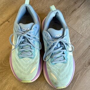 Hoka Aqua and Lavender Athletic Shoes